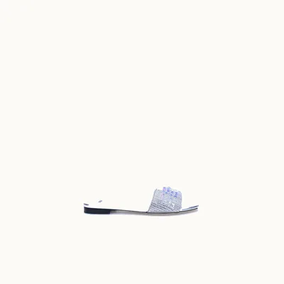 Sandalias flat Fendi Signature Plateado Talla 38.5 / 5.5 mx