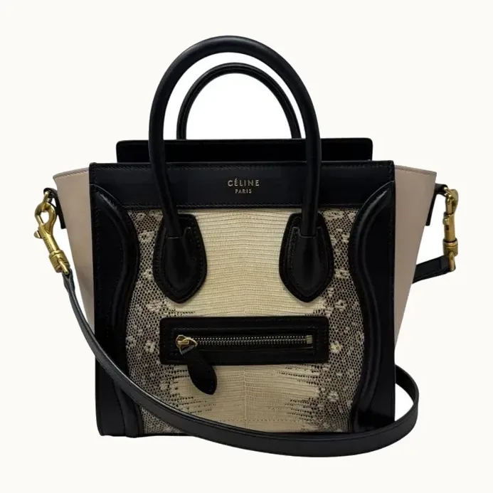 Bolsa Céline Luggage Nano Negra y blanca
