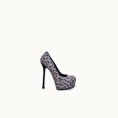 Zapatillas Saint Laurent Tribtoo 105.0 Pony Hair Animal Print Gris Talla 36.5 / 3.5 mx