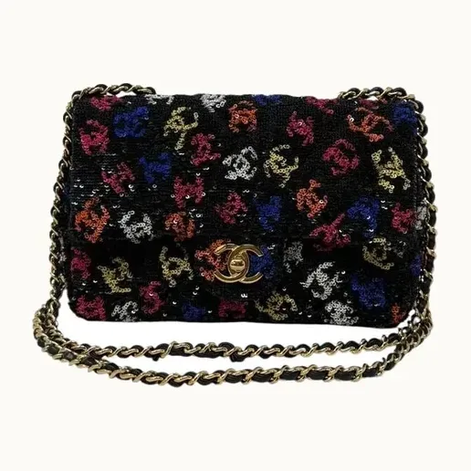 Bolsa Chanel Clásica Mini CC Lentejuelas